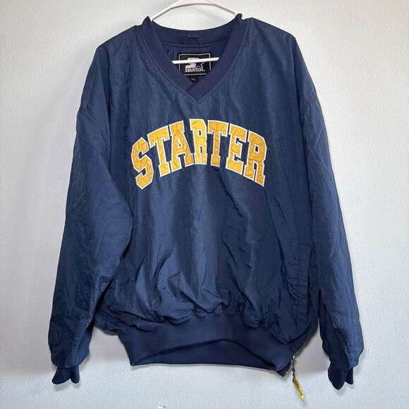 Vintage Starter Blue Pullover Jacket Men’s Lg – 90s Streetwear Retro Windbreaker - Picture 1 of 5